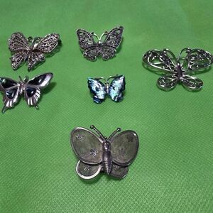 Silver Butterfly Brooch Set